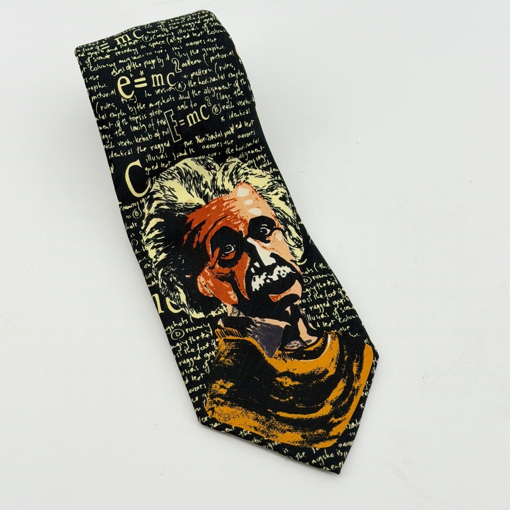 Keith Daniels Albert Einstein E=mc2 Physics Science Novelty Silk Tie Black Men